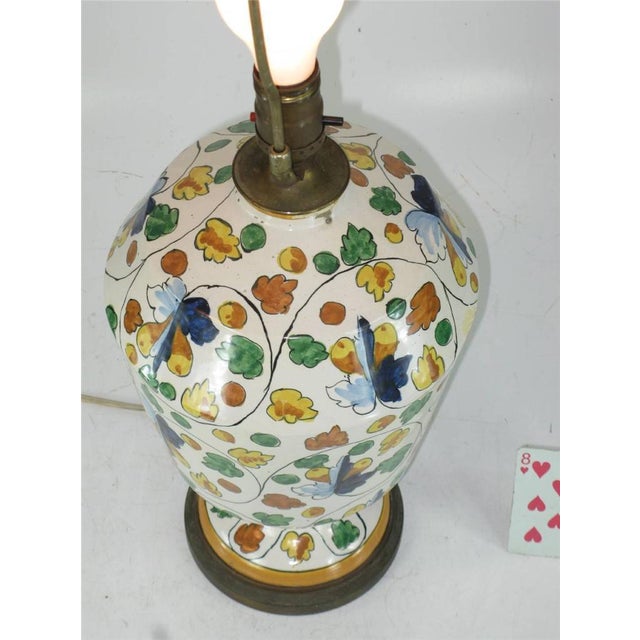 1900 Large Table Lamp Art Deco Italy Capodimonte Hand Thrown & Painted Porcelain For Sale - Image 9 of 12