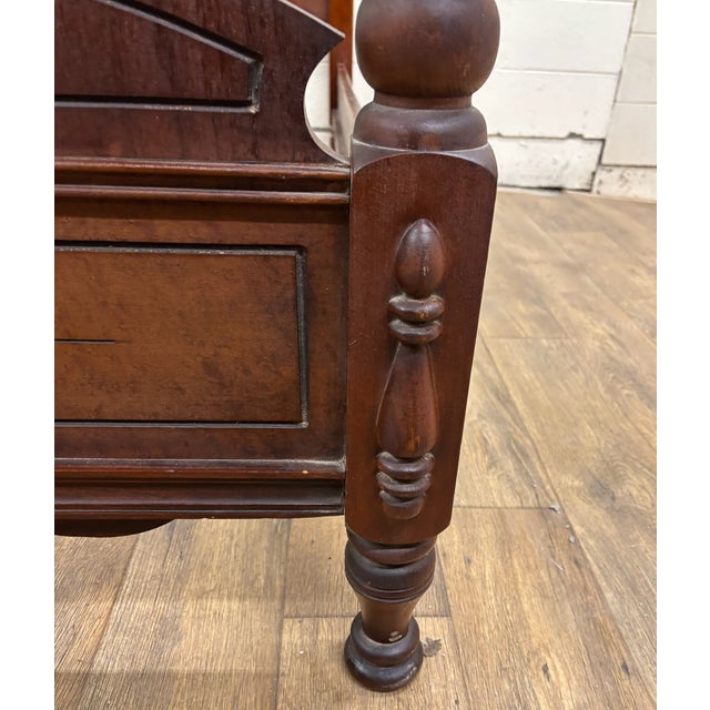 Vintage Full Size Art Deco Art Nouveau Style Walnut Low Poster Cannonball Bed For Sale - Image 10 of 16