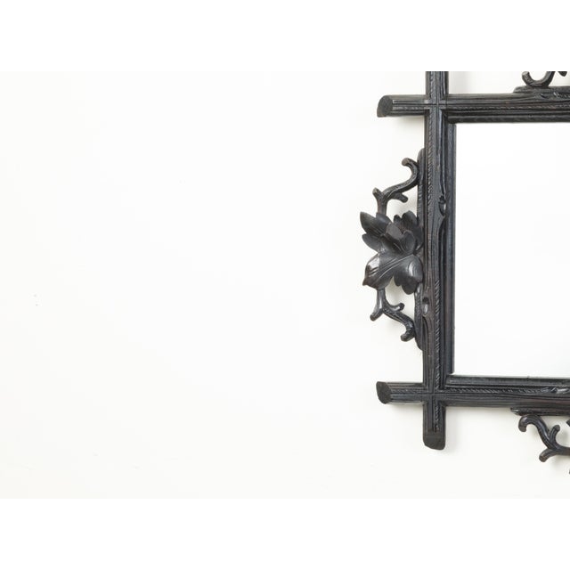 French 1900s Black Forest Turn of the Century Mirror with Carved Oak Leaves For Sale - Image 4 of 7