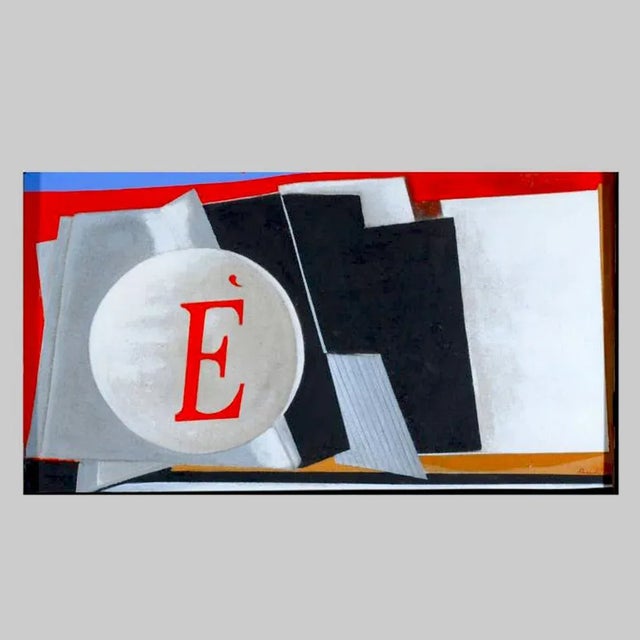 Angelo Rinaldi ''E ''', mixed media on canvas, cm.44x80, signed and dated 1993 with antique frame | authentic author This...