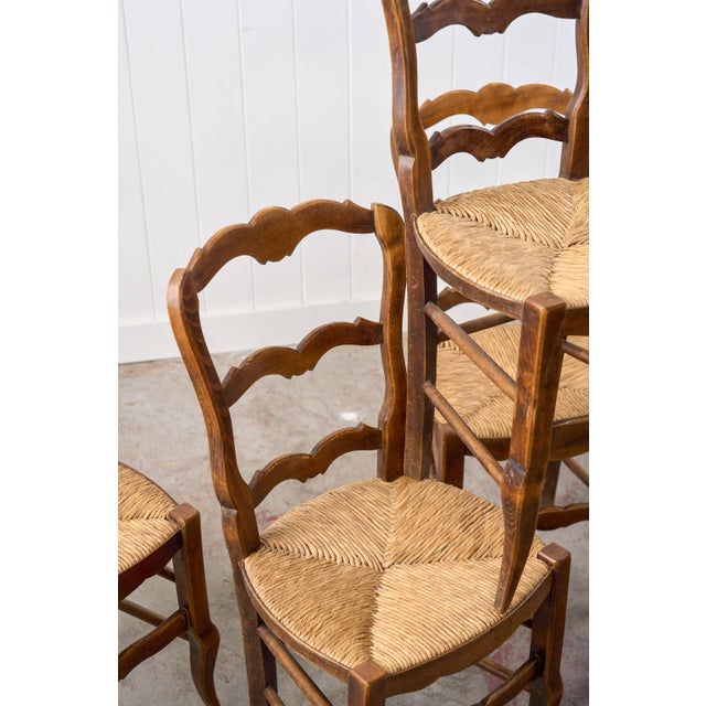 Set of 6 | Antique French Rush Ladder Back Chairs For Sale In Charleston - Image 6 of 12