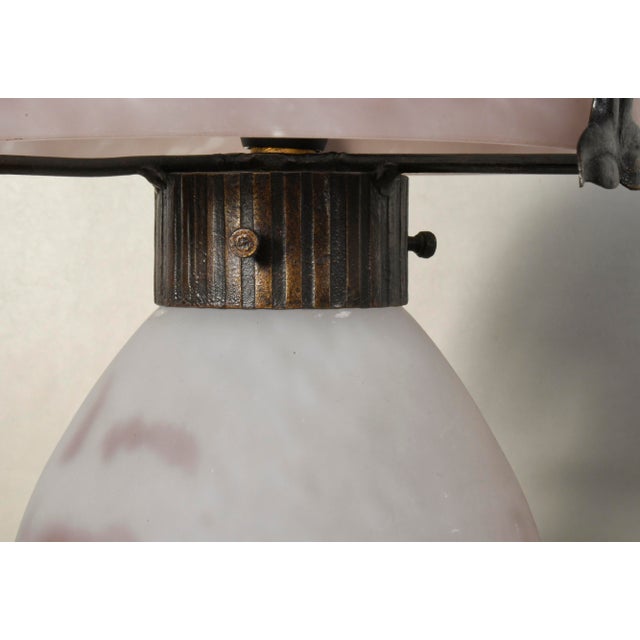 Metal French Art Deco Mushroom Table Lamp by Muller Freres - 1920s France For Sale - Image 7 of 9
