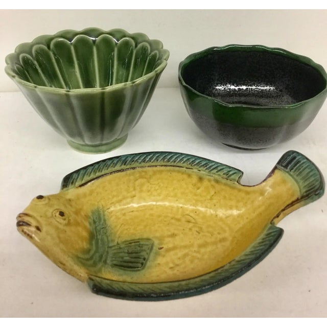 Vintage Magnolia Green Japanese Bowls - Set of 3 For Sale - Image 11 of 11