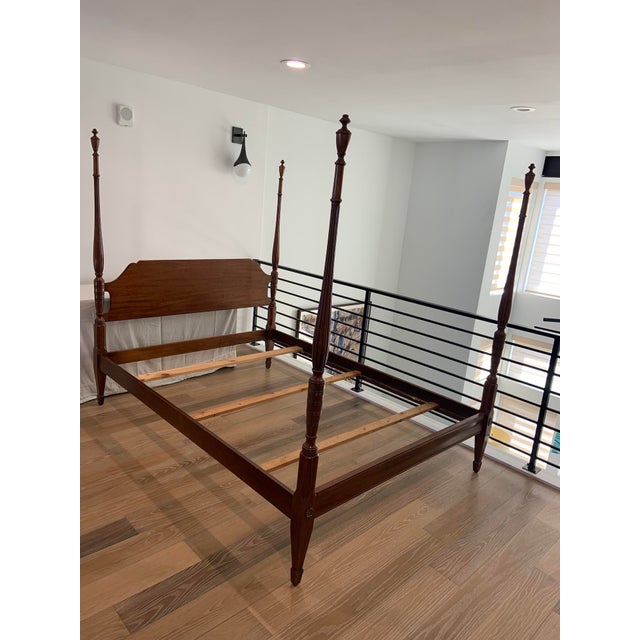 This stunning mid-century, traditional, Queen-Size, Mahogany Four Poster Bed (part of a four-piece bedroom set) represents...