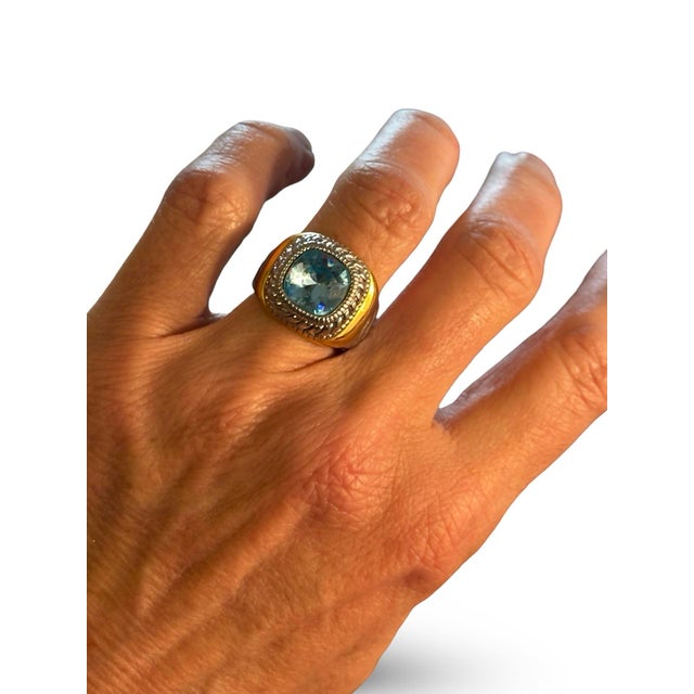 Sterling and Gold Vermeil Blue Topaz Ring Sz 7 For Sale In New York - Image 6 of 7