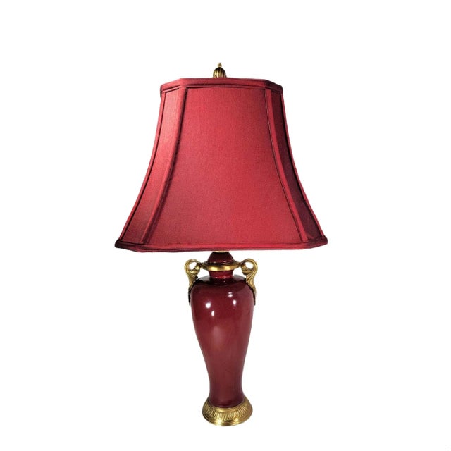 Oxblood Porcelain Ginger Jar Handled Table Lamp For Sale - Image 11 of 11