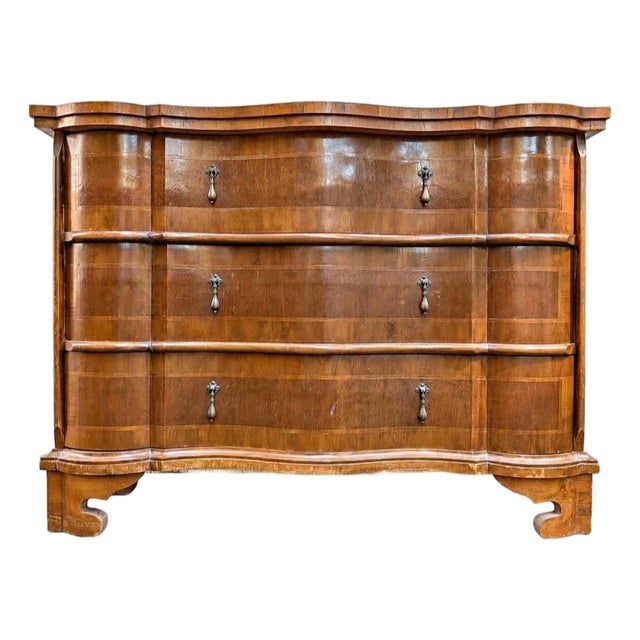 Antique Italian Baroque Style Burl Walnut Chest For Sale