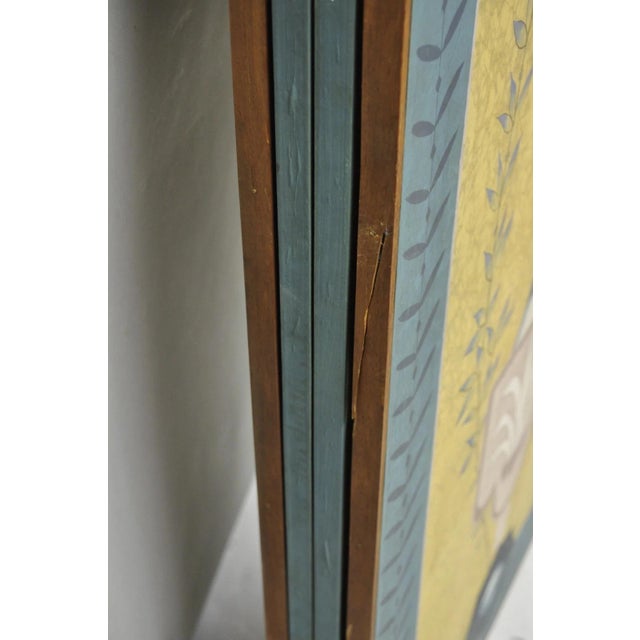 Late 20th Century Neoclassical Robert Adam Style 96" Large 4 Panel Folding Screen Room Divider For Sale - Image 18 of 18