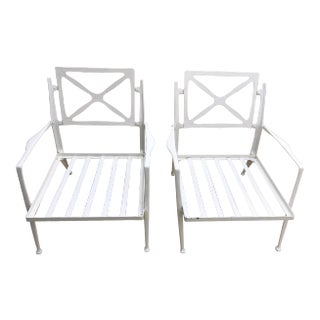 1950s Mid-Century Modern White Bel Air Patio Armchairs - a Pair For Sale