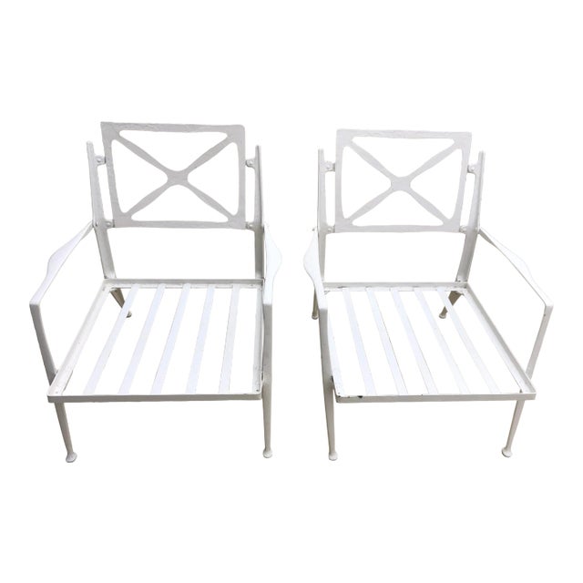 1950s Mid-Century Modern White Bel Air Patio Armchairs - a Pair For Sale