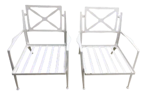 1950s Mid-Century Modern White Bel Air Patio Armchairs - a Pair
