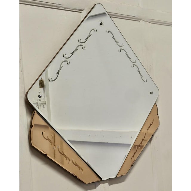 A Large French Art Deco Diamond Wall Mirror This is a very unusual piece it has a central square mirror set as a diamond...
