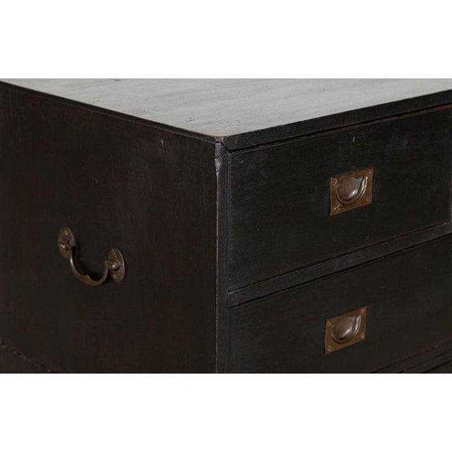 Large 19th Century English Ebonised Teak Campaign Chest Drawers, 1880 For Sale - Image 10 of 16
