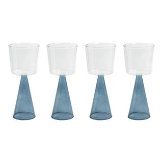 Viterbo Wine White Wine Glasses - Blue, Set of 4 For Sale