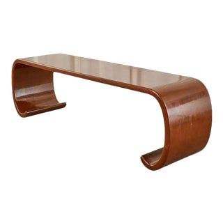 Monumental Karl Springer Style Lacquered Scroll Console Table For Sale
