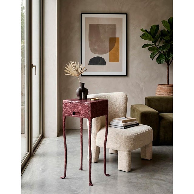 Contemporary Hand-Forged Red Patinated Steel Console Table For Sale - Image 3 of 4