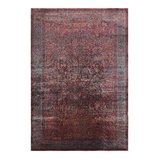 Antique Persian Kashan Rug With Red-Blue Floral Patterns by Rug & Kilim For Sale