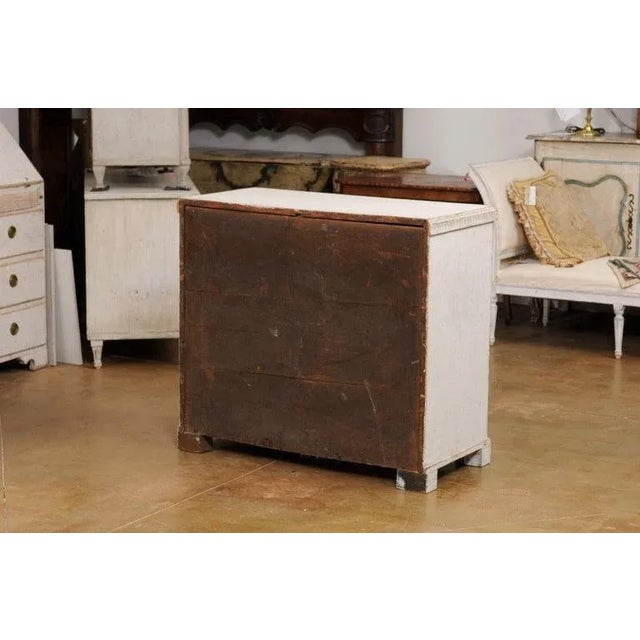 1850s Swedish Gustavian Style Painted Three-Drawer Chest with Carved Motifs For Sale - Image 9 of 13
