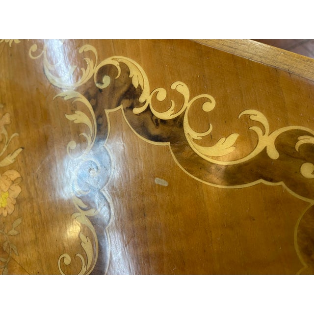 Italian Italian Inlaid Marquetry Bar Cart With Drop-Leaf Top For Sale - Image 3 of 6