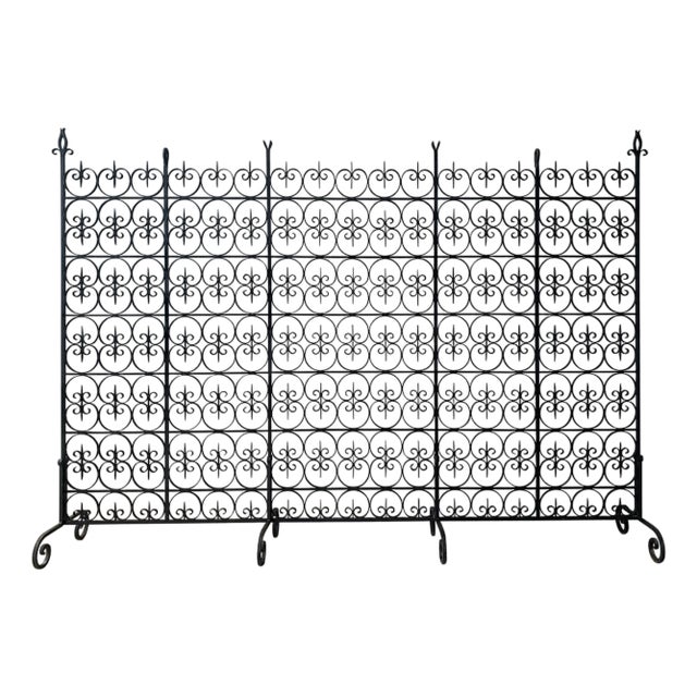 Large Decorative Wrought Iron Filigree Screen Room Divider For Sale