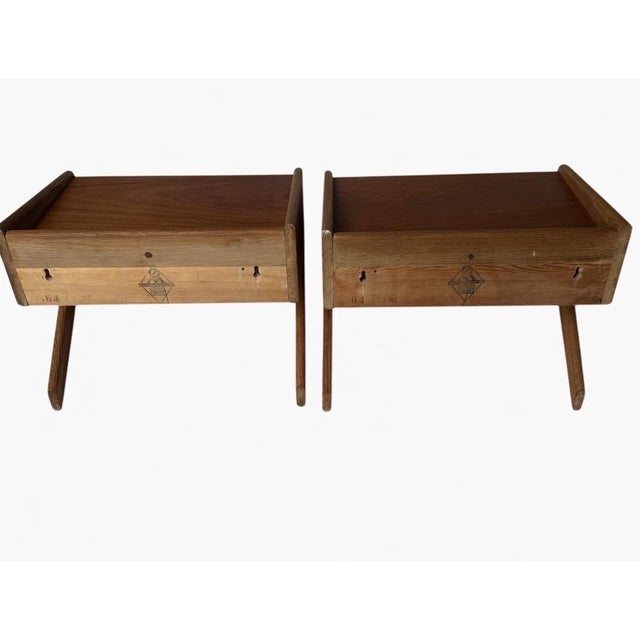 Teak and Oak Floating Night Stands by Sigfred Omann for Ølholm, 1960s, Set of 2 For Sale - Image 4 of 12