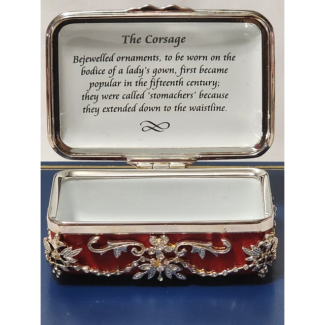 1990s Rare Halcyon Days Swarovski Crystal Trinket Pill Box Vintage Handcrafted Gilbert Collection Enamel For Sale - Image 5 of 10