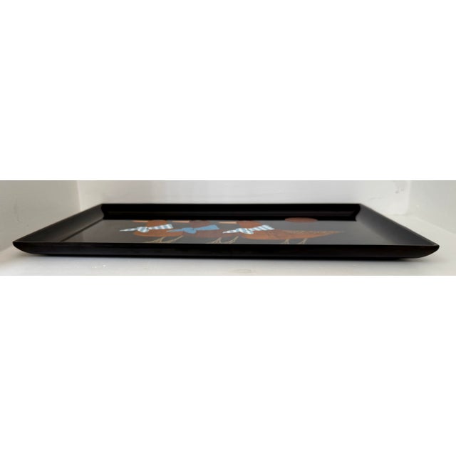 Classic Vintage Mid-Century Modern Couroc of Monterey, Ca Tray With a ‘Handkerchief Duck Trio’ With Hand Inlaid Wood, Brass, & Gingham/Dot Detailing For Sale - Image 12 of 12