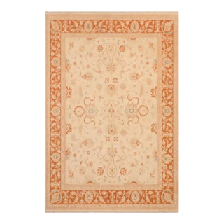 Classic Ziegler Beige Orange Hand-Knotted Wool Rug - 8'1'' X 9'11'' For Sale