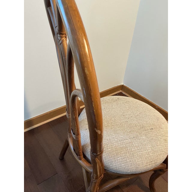 Vintage Coastal Boho Rattan Fan-Back Side Chair For Sale - Image 11 of 17