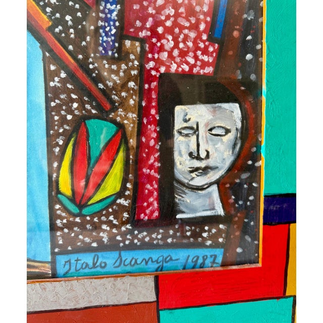 1980s Italo Scanga, Italian Neo Figurative Pop Art Painting Italo Scanga Artist Frame Memphis For Sale - Image 5 of 12