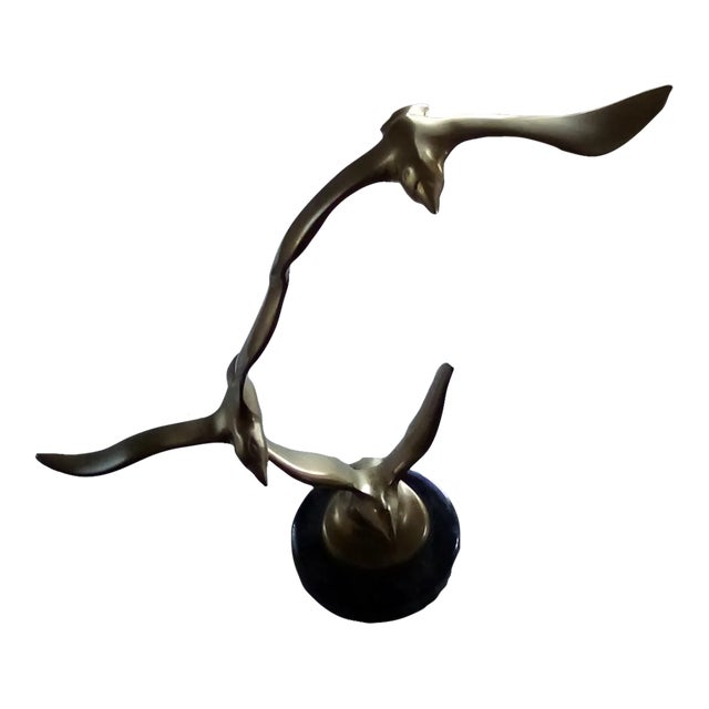 1960s "Mid-Century Modern Brass Birds in Flight Sculpture" For Sale