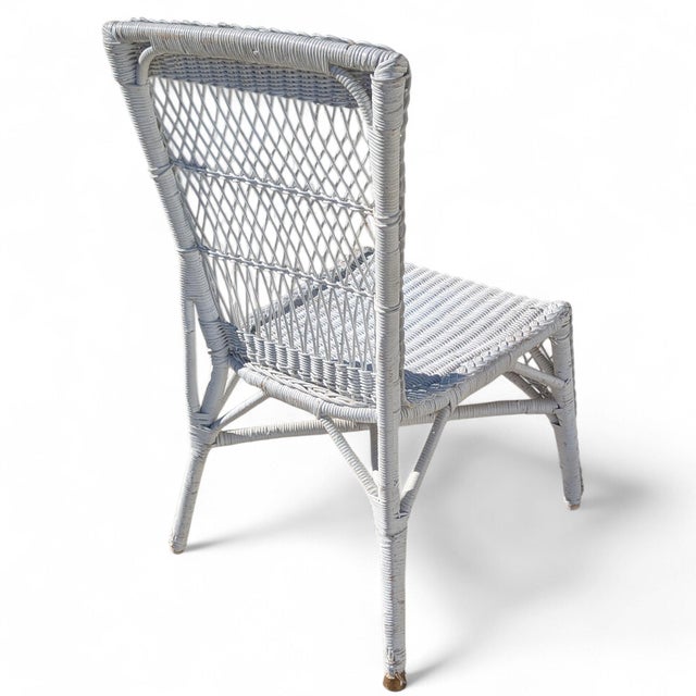 Coastal White Woven Wicker Writing Desk and Matching Side Chair For Sale - Image 3 of 18