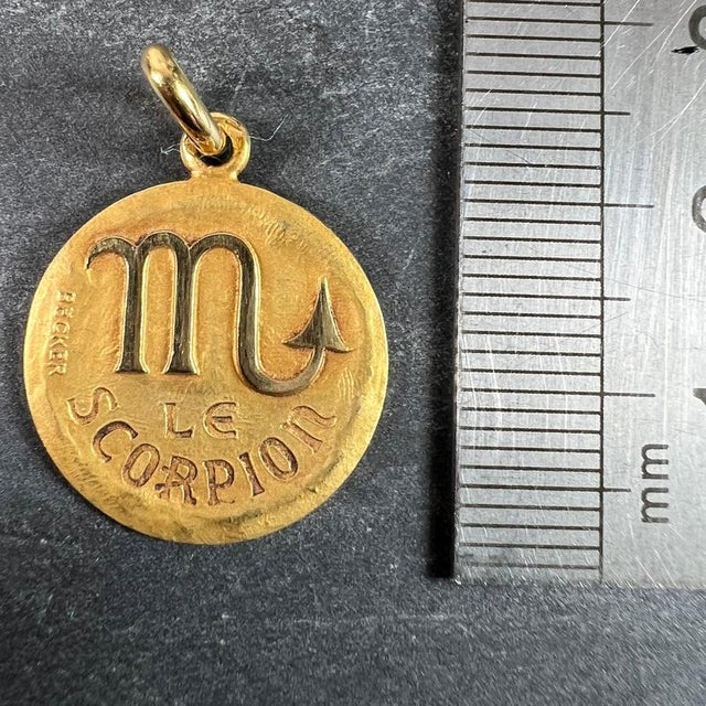 French Zodiac Scorpio Starsign 18k Yellow Gold Charm Pendant from Becker, 1950s For Sale - Image 9 of 15