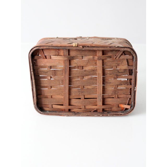 Vintage Woven Splint Basket With Bentwood Handle For Sale - Image 12 of 12