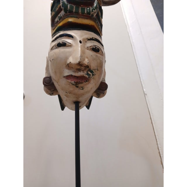 Tribal F-031 Antique Indonesian "Manjangan" Double-Face Mask With Authentic Antlers - Early 20th Century F014 For Sale - Image 3 of 10