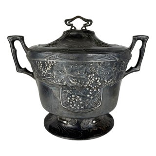 Antique Art Nouveau German Pewter Soup Tureen from B&G Imperial Zinn, 1900 For Sale