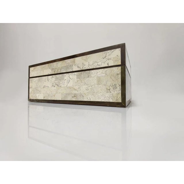 Marble, Wood and Brass Box from Maitland Smith, 1970s, in Good conditions. Designed 1970 to 1979 This piece has an...