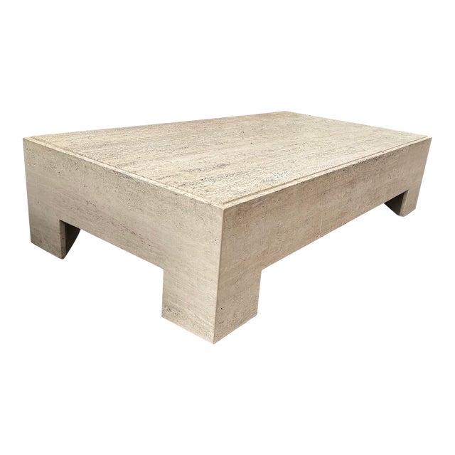 1970s Vintage Modern Travertine Coffee Table For Sale