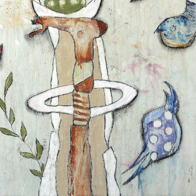Robot Circleish - Abstract Expressionist Mixed Media Painting on Canvas by Bruce Rubenstein For Sale - Image 4 of 9