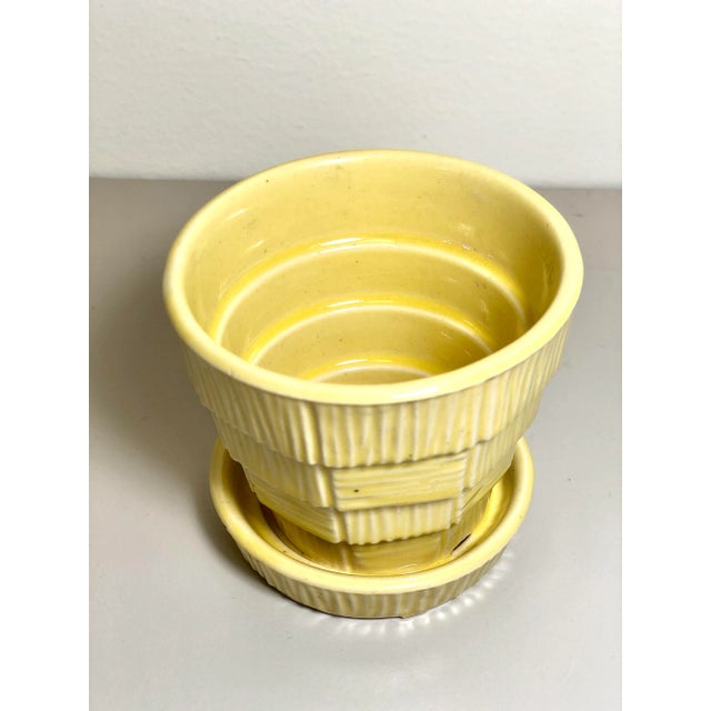 American McCoy Pottery Small "Yellow" Mid-Century Flowerpot and Saucer For Sale - Image 3 of 6