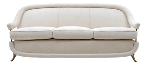 Mid-Century French Art Deco Style Sofa with Brass Details, 1950s