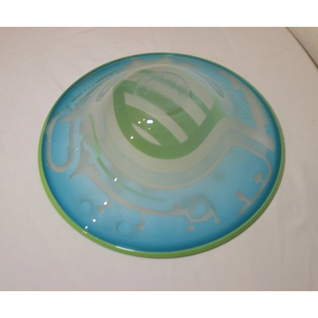 Glass Vintage 87 Blown James Parsons Relief Art Deco Art Studio Glass Centerpiece Bowl For Sale - Image 7 of 12