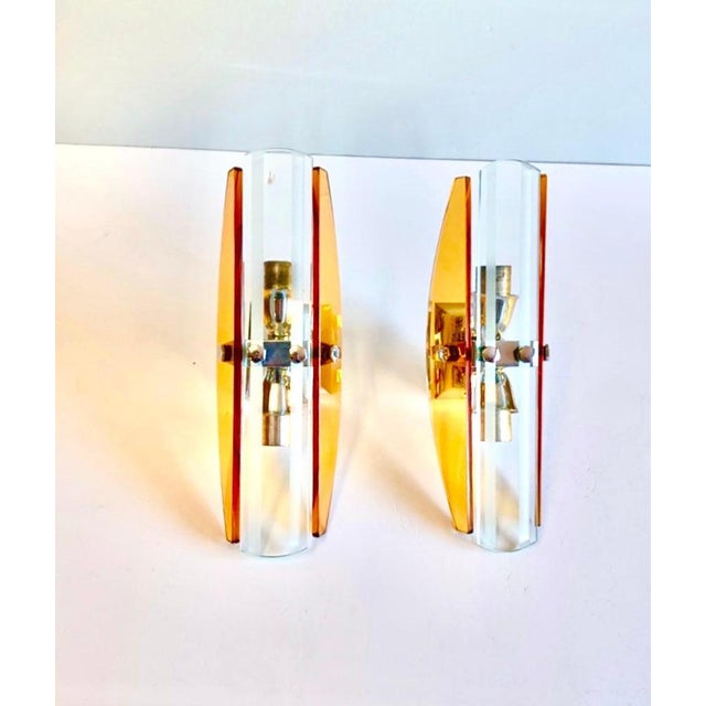 Vintage Wall Lights in Orange Glass from Veca, 1960, Set of 2 For Sale - Image 3 of 8