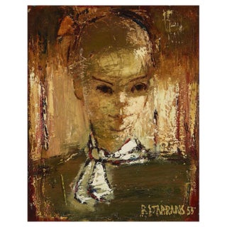 Raimonds Staprаns, Portrait of Woman, 1955, Oil on Canvas For Sale