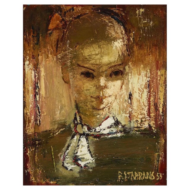 Raimonds Staprаns, Portrait of Woman, 1955, Oil on Canvas For Sale