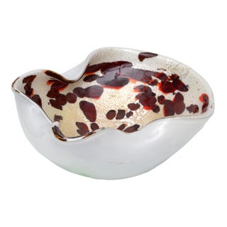 Italian Murano Glass Bowl with Gold Flecks For Sale