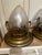 1930s Pair of Large Vintage Brass and Glass Ceiling Fixtures For Sale - Image 5 of 7