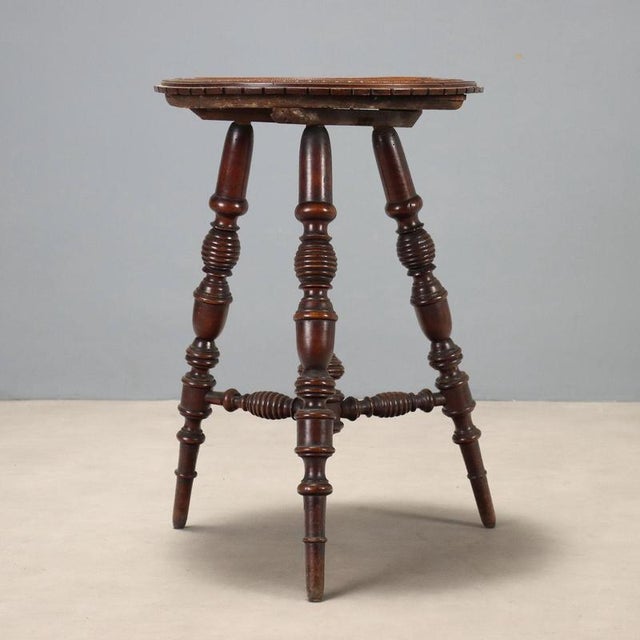 Wood Swiss Pine Side Table with Black Marble Top For Sale - Image 7 of 8
