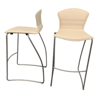 Leather Arper Genoa Bar Stools by Giovani Baccolini, 1990s, Set of 2 For Sale