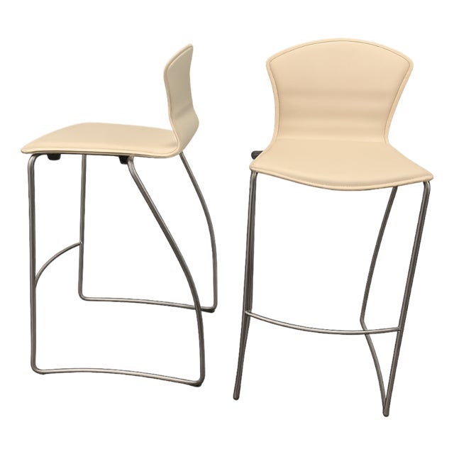 Leather Arper Genoa Bar Stools by Giovani Baccolini, 1990s, Set of 2 For Sale